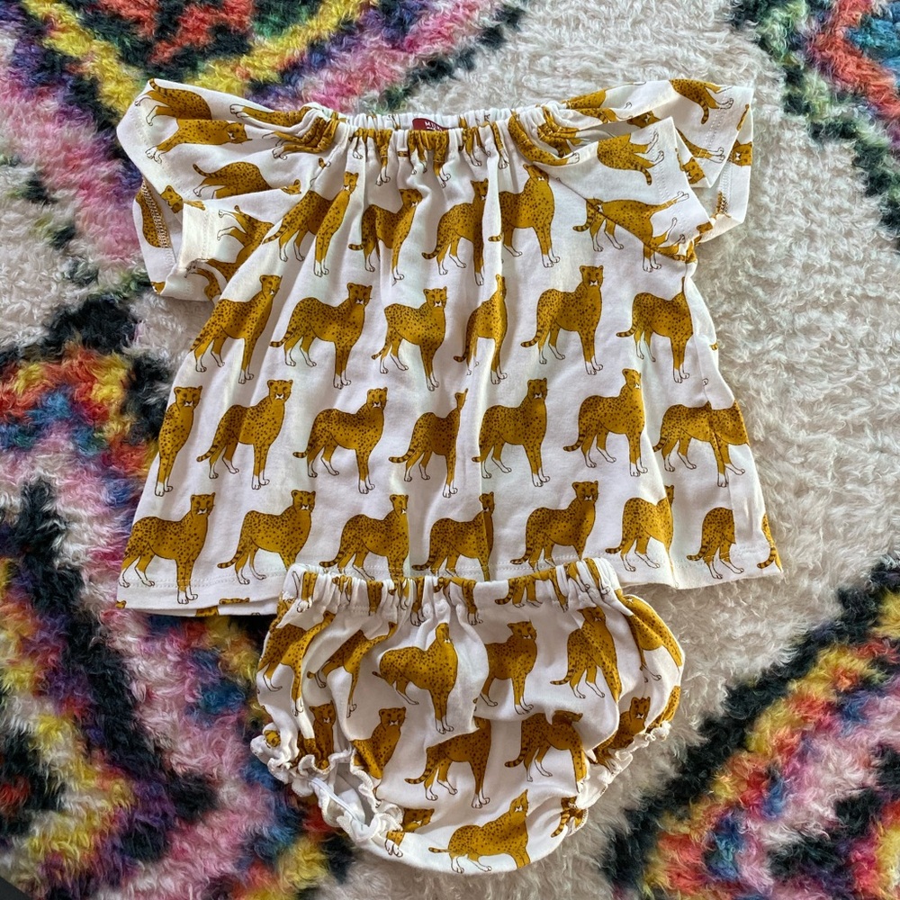 MilkBarn organic cotton dress bloomer set 3-6 mo